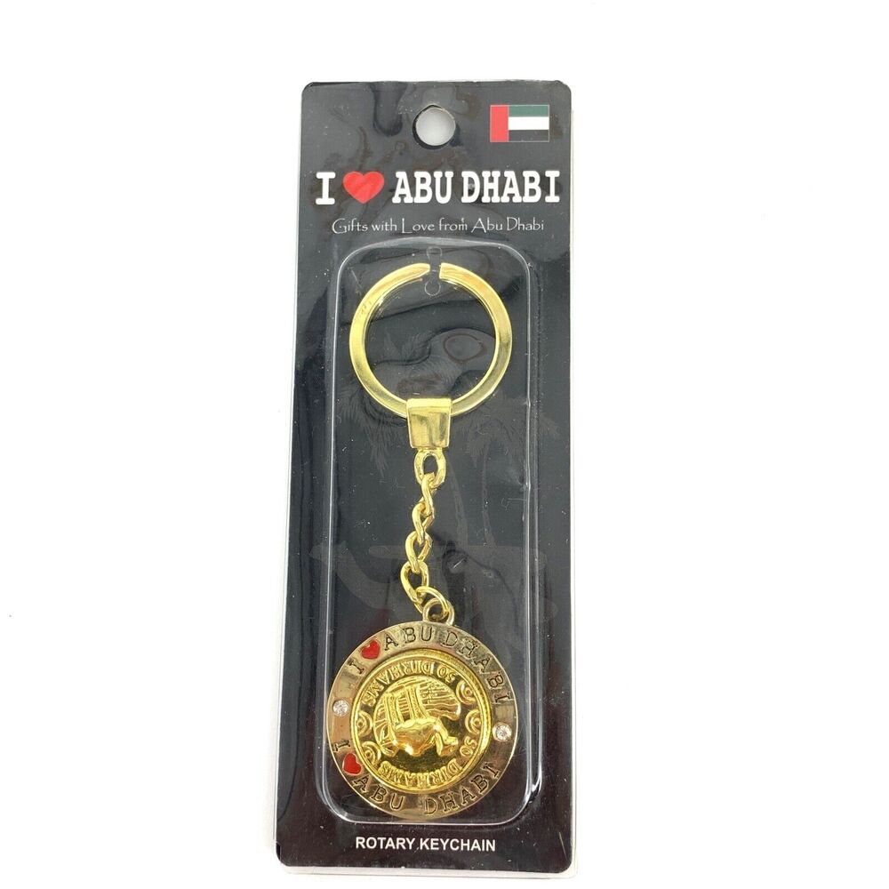 I Love Abu Dhabi Souvenir Spinning Keychain Rotary Camel NEWABU
